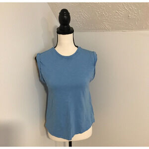 Anthropologie Pilcro Roll-Sleeve Blue Cotton Tank